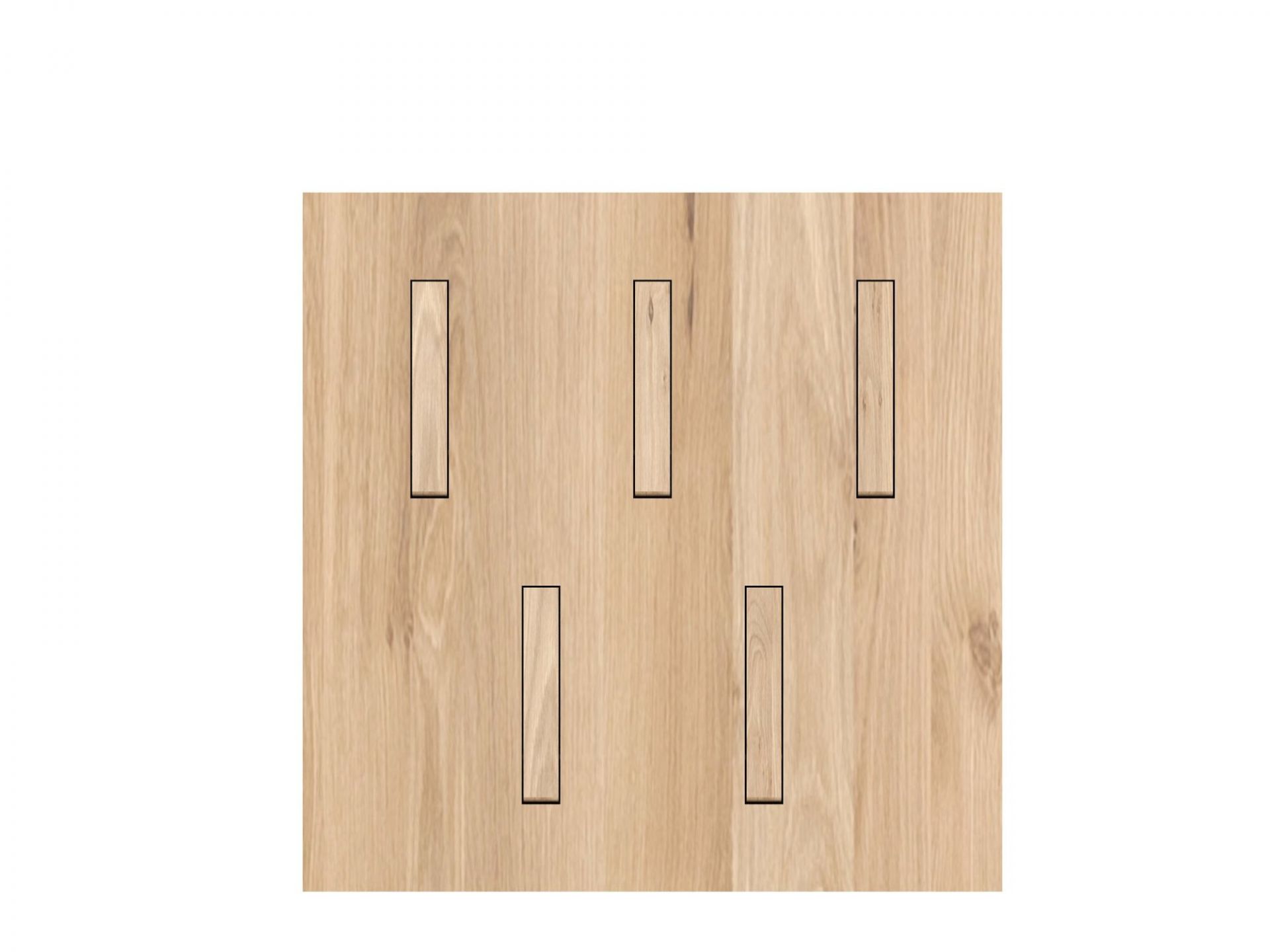 Ethnicraft Utilitile Eiche Klapphaken Garderobe mit fünf versenkten Haken in hellem Holz.